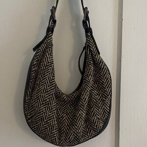 Banana Republic Woven Chevron Hobo Bag - Black & Cream